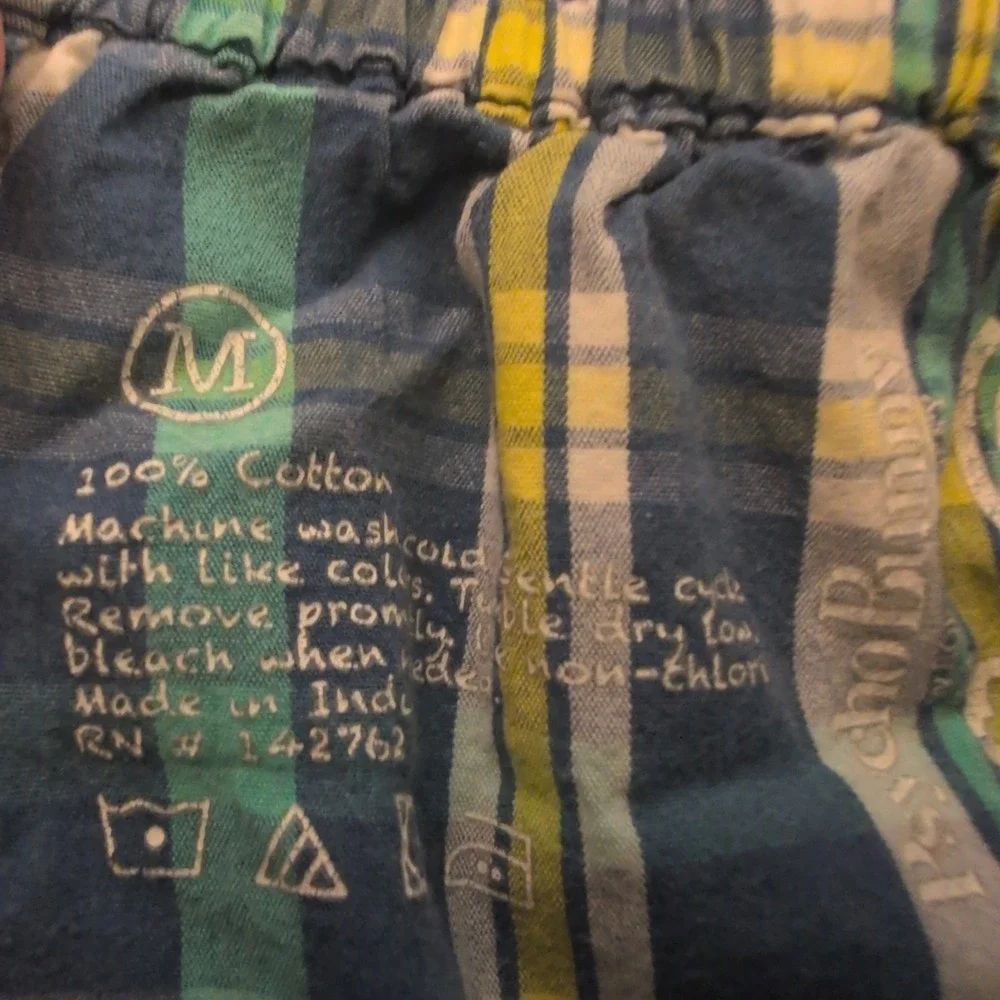 Psycho Bunny Mens Blue Green Plaid Cotton Woven Boxer Shorts Logo Medium